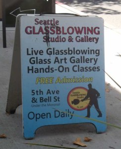 Sign for the Seattle Glass Blowing Studio